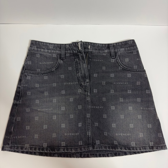 GIVENCHY MONOGRAM-PATTERN DENIM SKIRT SIZE 36 - Picture 2 of 11